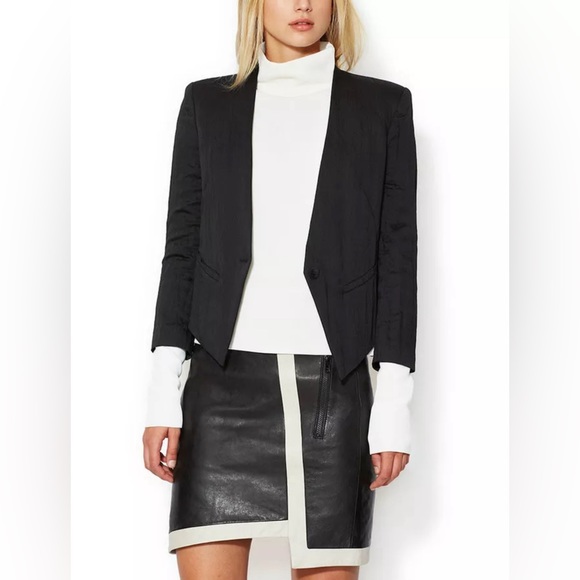 Helmut Lang high low structured collarless black blazer jacket - Picture 1 of 15